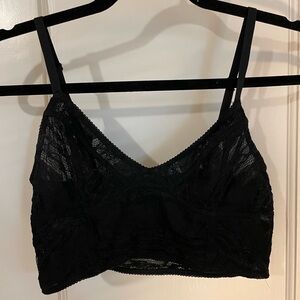 Free People Black Lace Bandeau with Spaghetti Straps